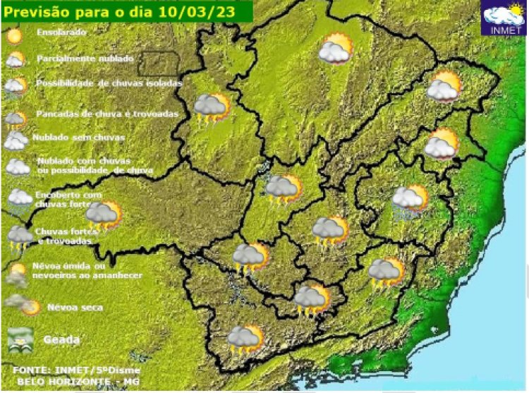 Previsão do tempo para Ubá e toda Minas Gerais nesta sexta-feira, 10 de março